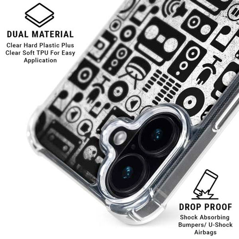 Music Pattern iPhone 16 Clear Case